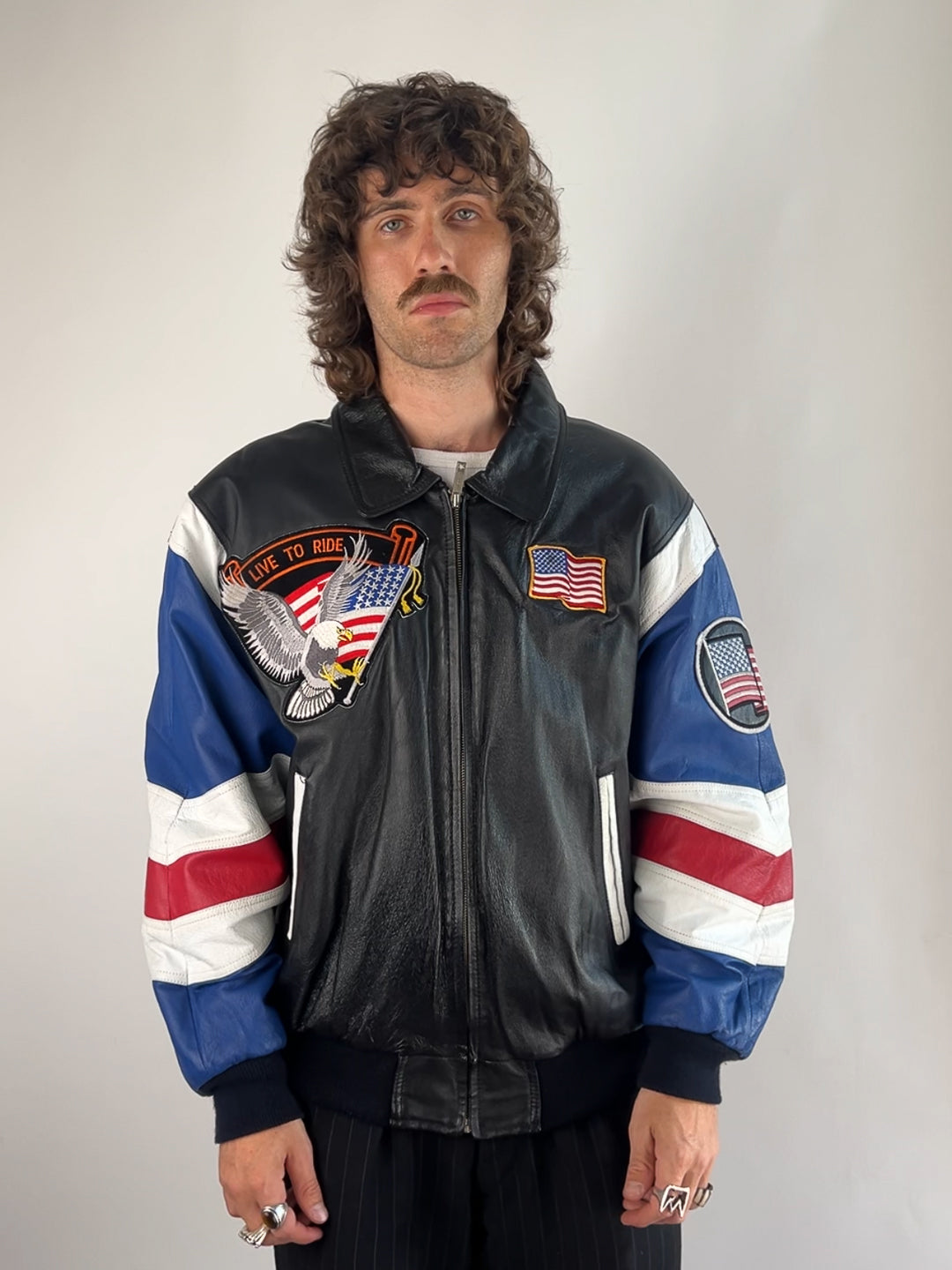 Michael Hoban 90s USA Authentics Bomber Leather Jacket