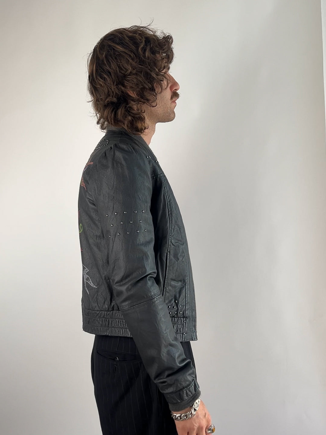 Ed Hardy by Christian Audigier 90s Black Leather Jacket