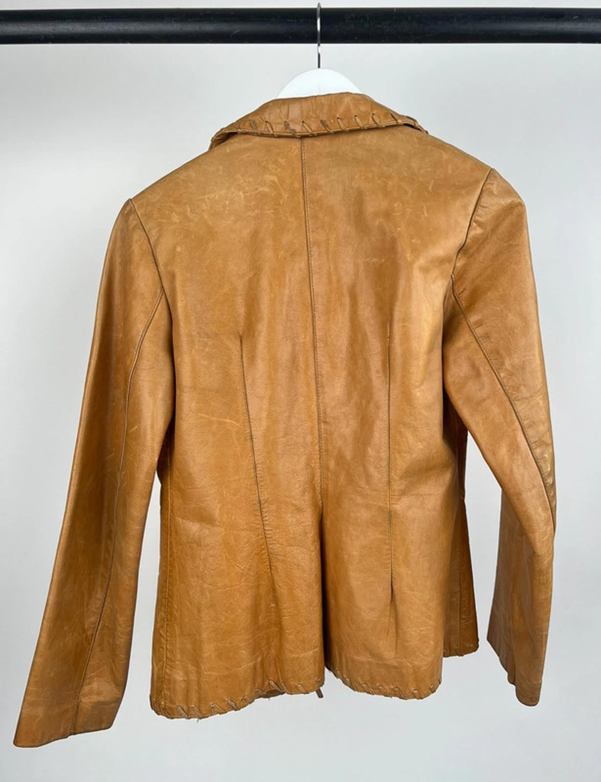 Vintage 90s Tan Leather Blazer