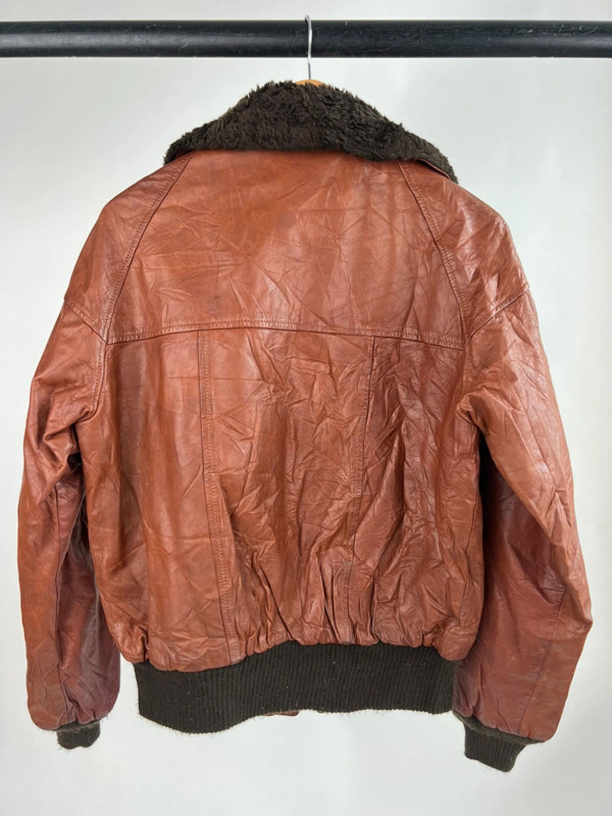Vintage 80s Original Leather Sheepskin Aviator Jacket