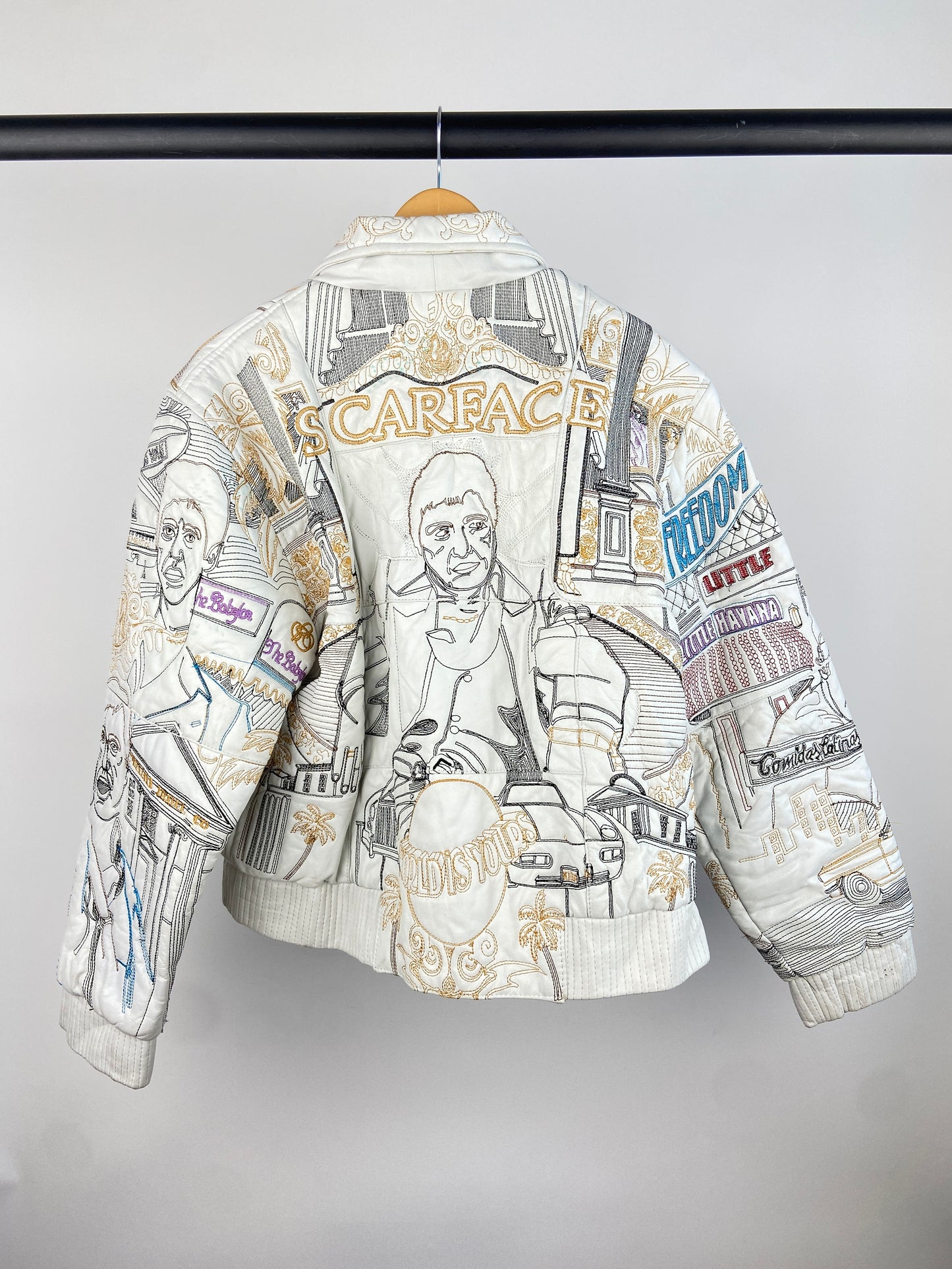 Vintage Scarface 90s Leather Bomber Jacket