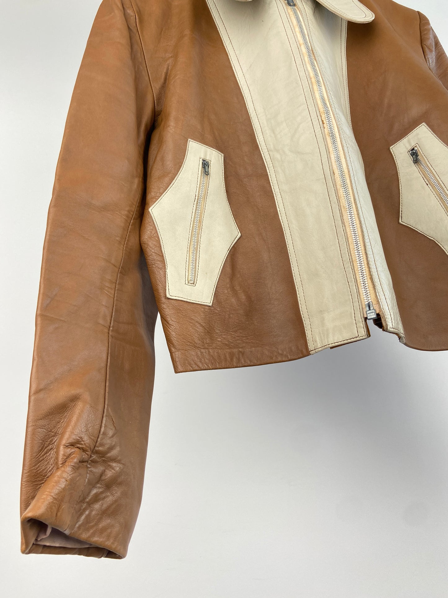 Vintage 70s Leather Contrast Jacket