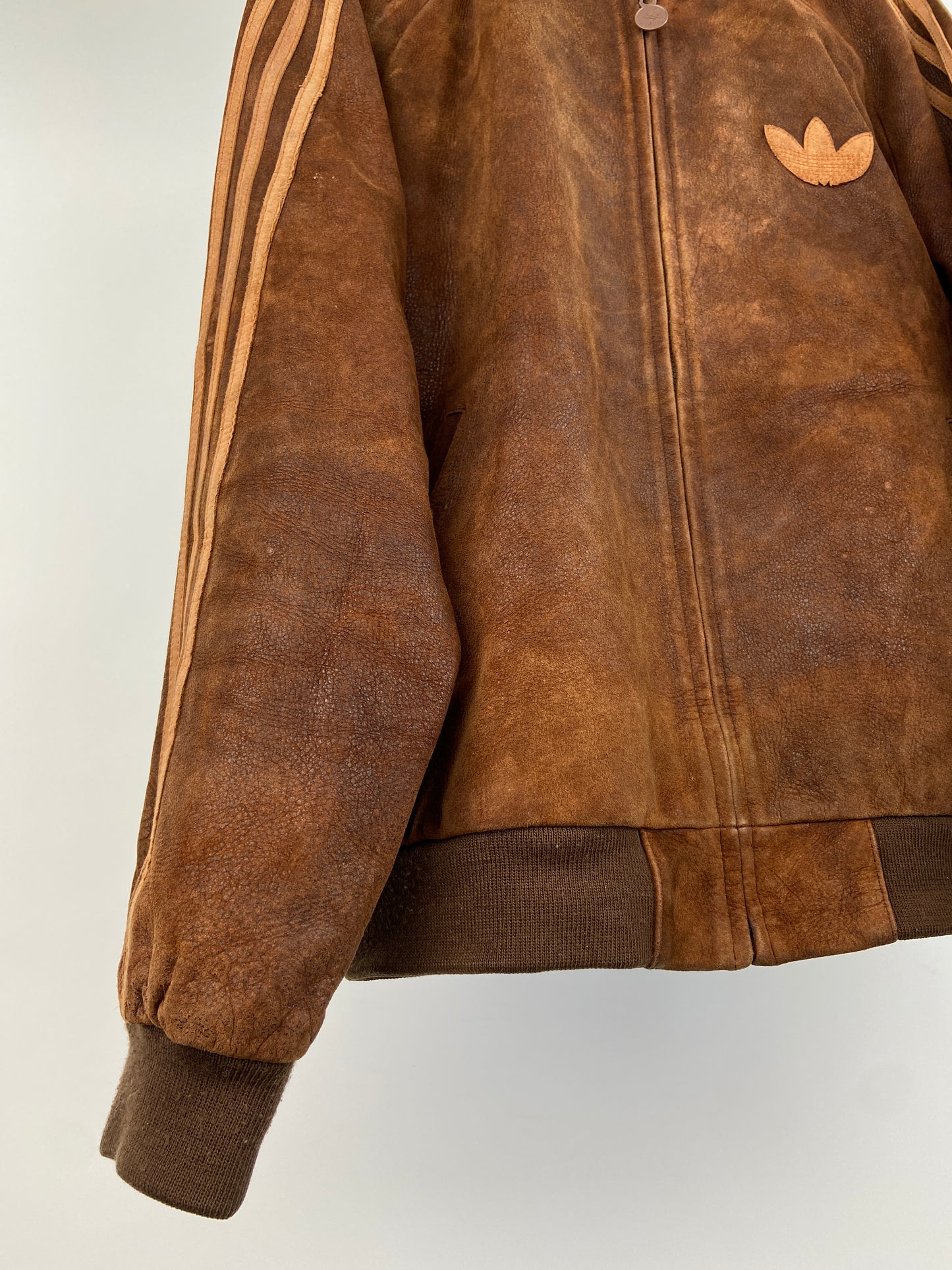 Vintage Adidas 90s Leather Bomber Jacket
