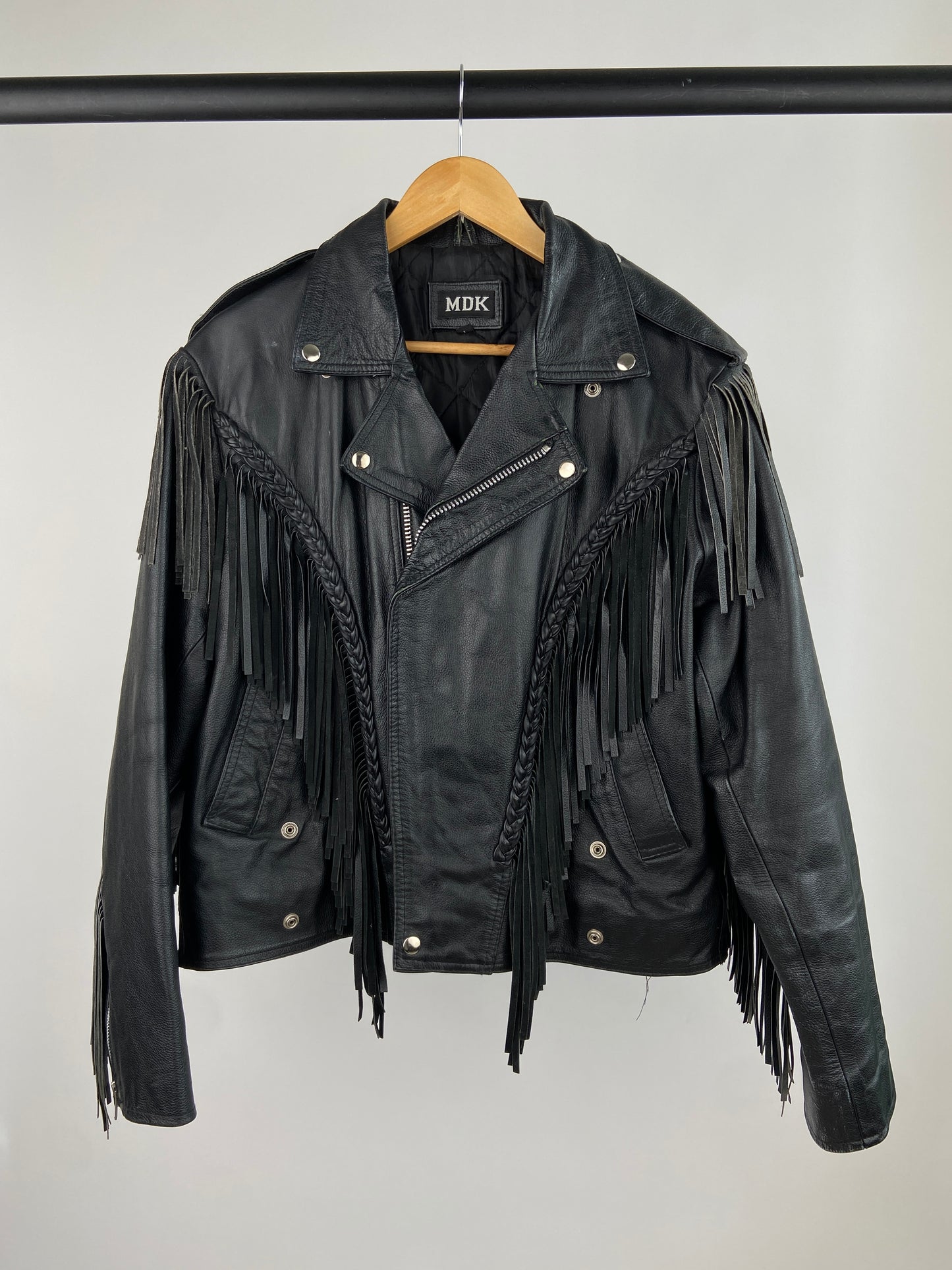 Vintage 70s Leather Tassel Tiger Jacket