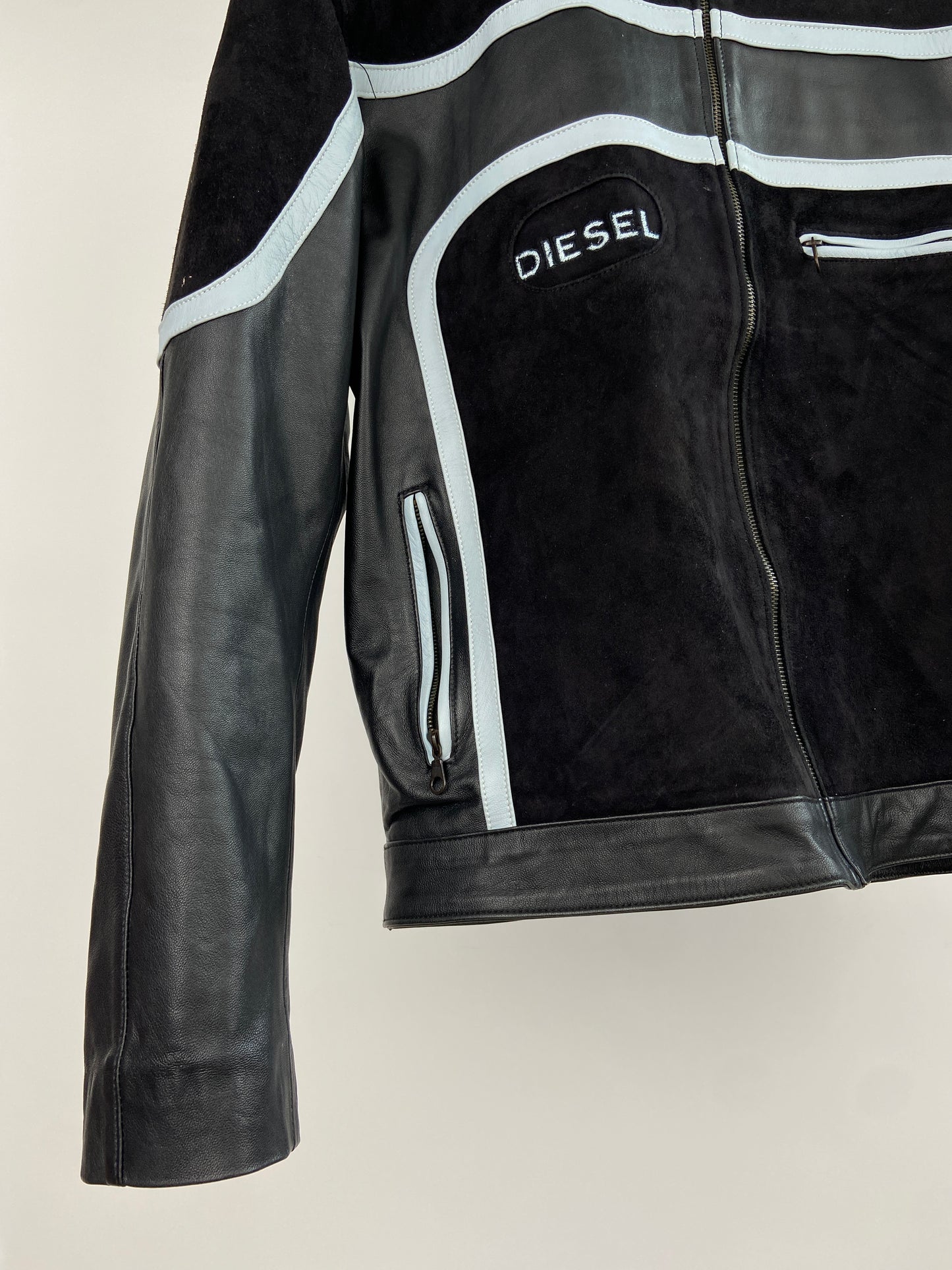 Vintage Diesel Stripe 90s Leather Jacket