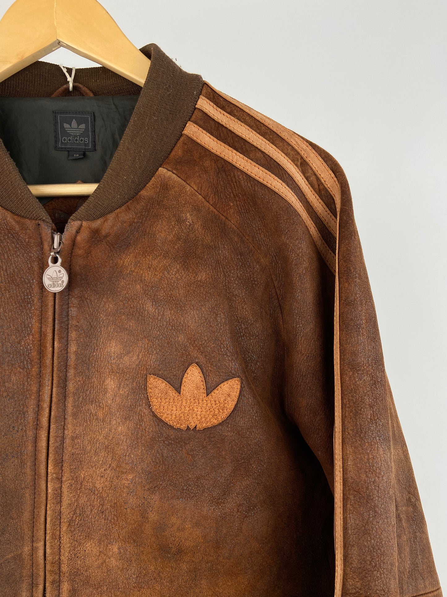 Vintage Adidas 90s Leather Bomber Jacket