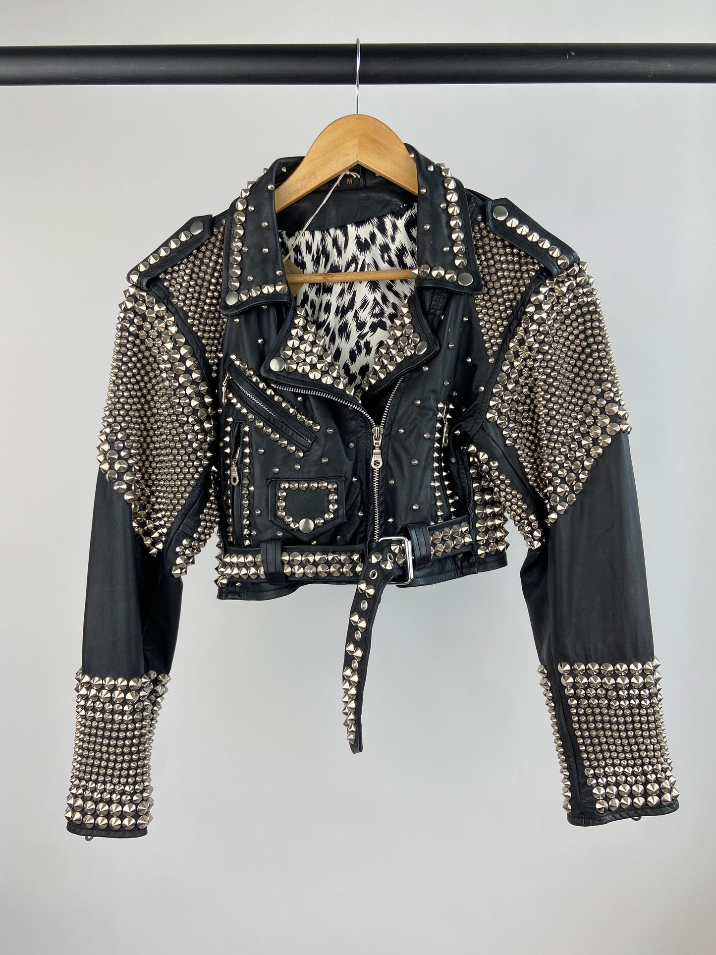 Vintage La Roxx Studded Punk 90s Leather Bomber Jacket