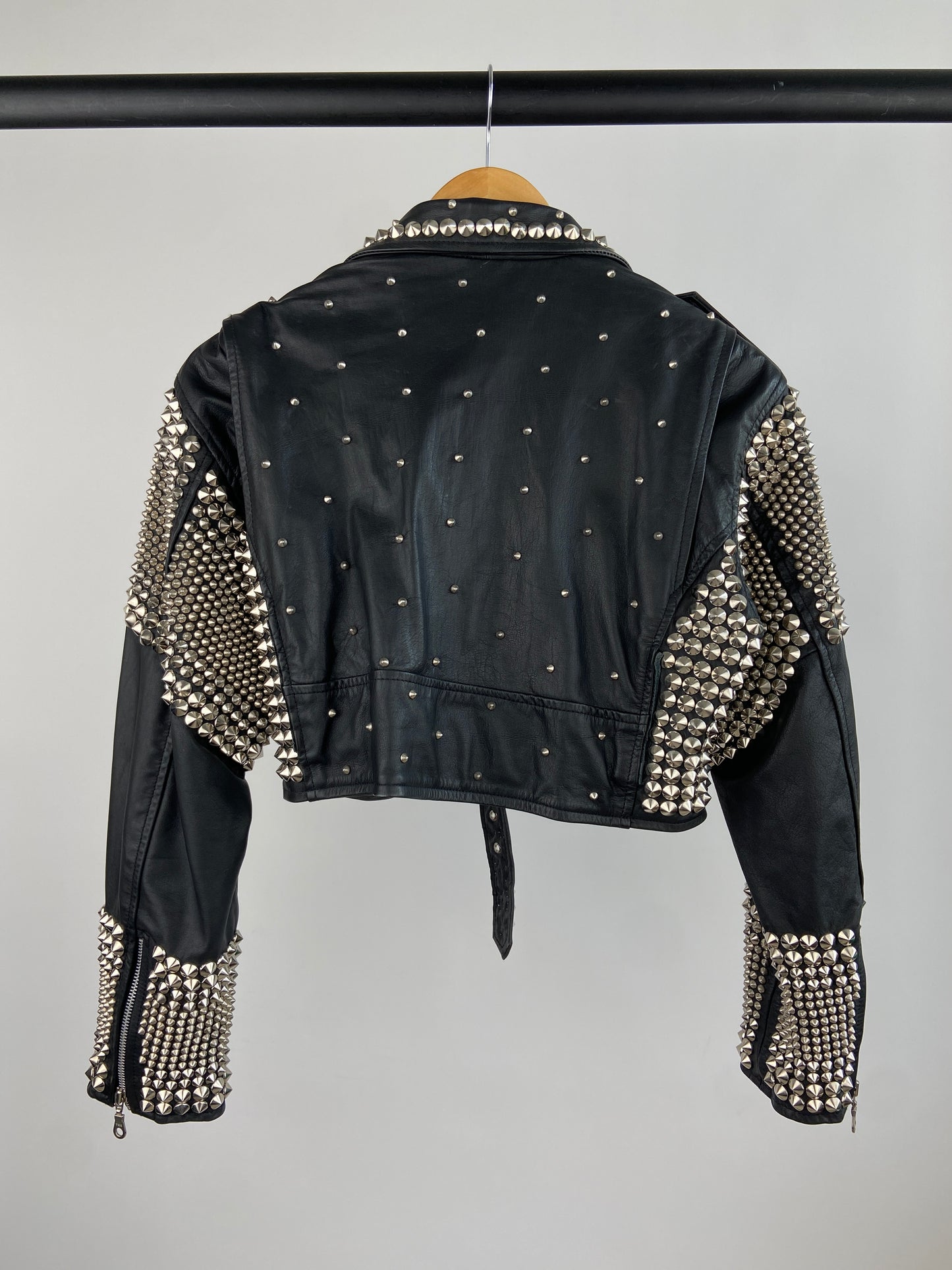 Vintage La Roxx Studded Punk 90s Leather Bomber Jacket