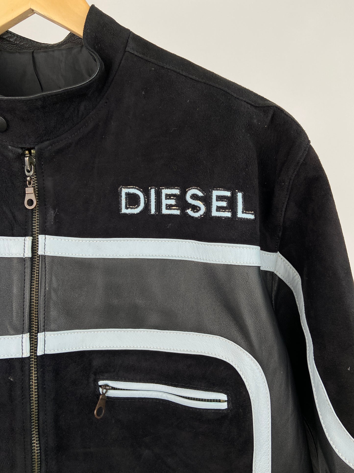 Vintage Diesel Stripe 90s Leather Jacket
