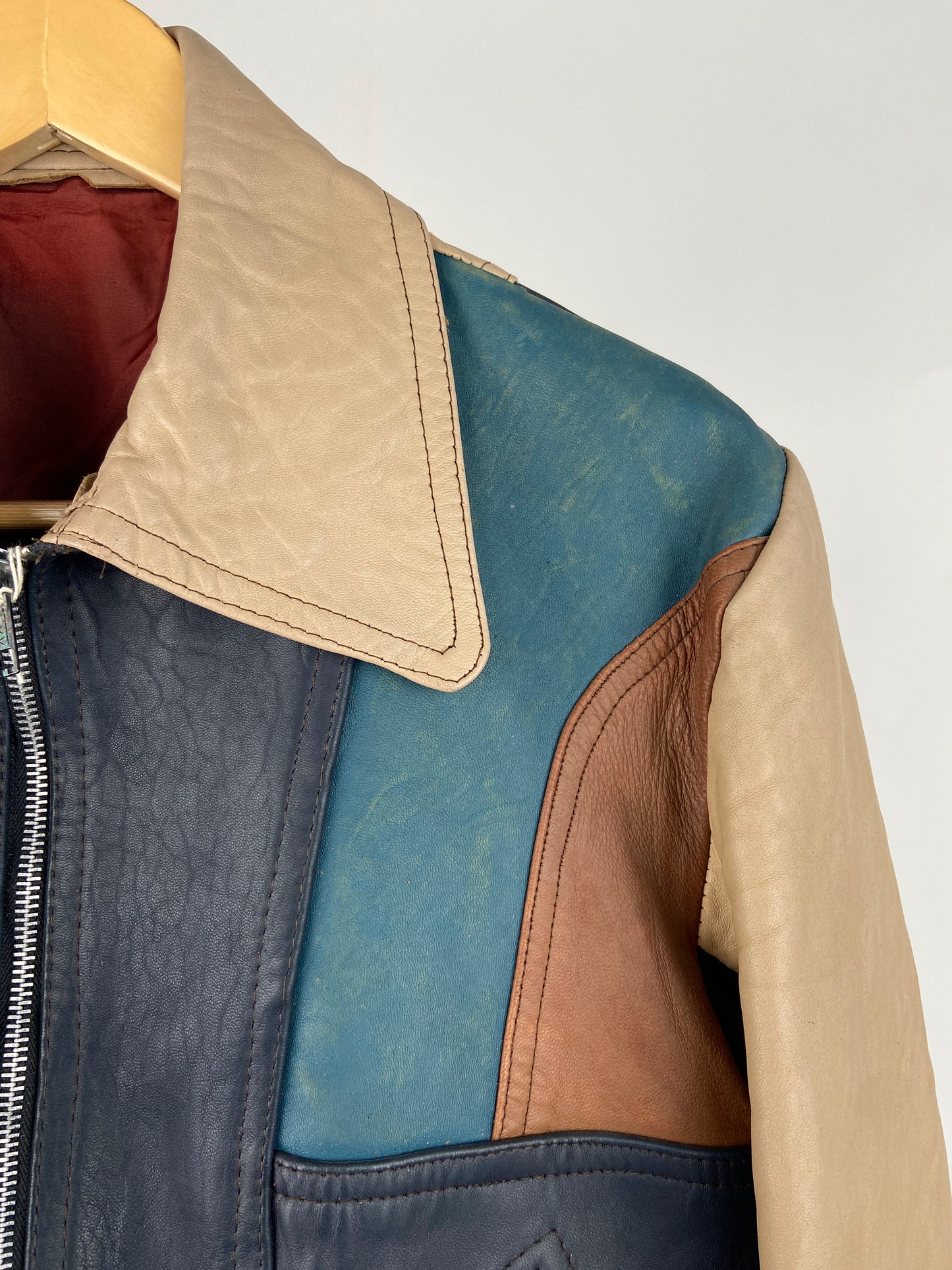 Vintage 70s Leather Contrast Jacket