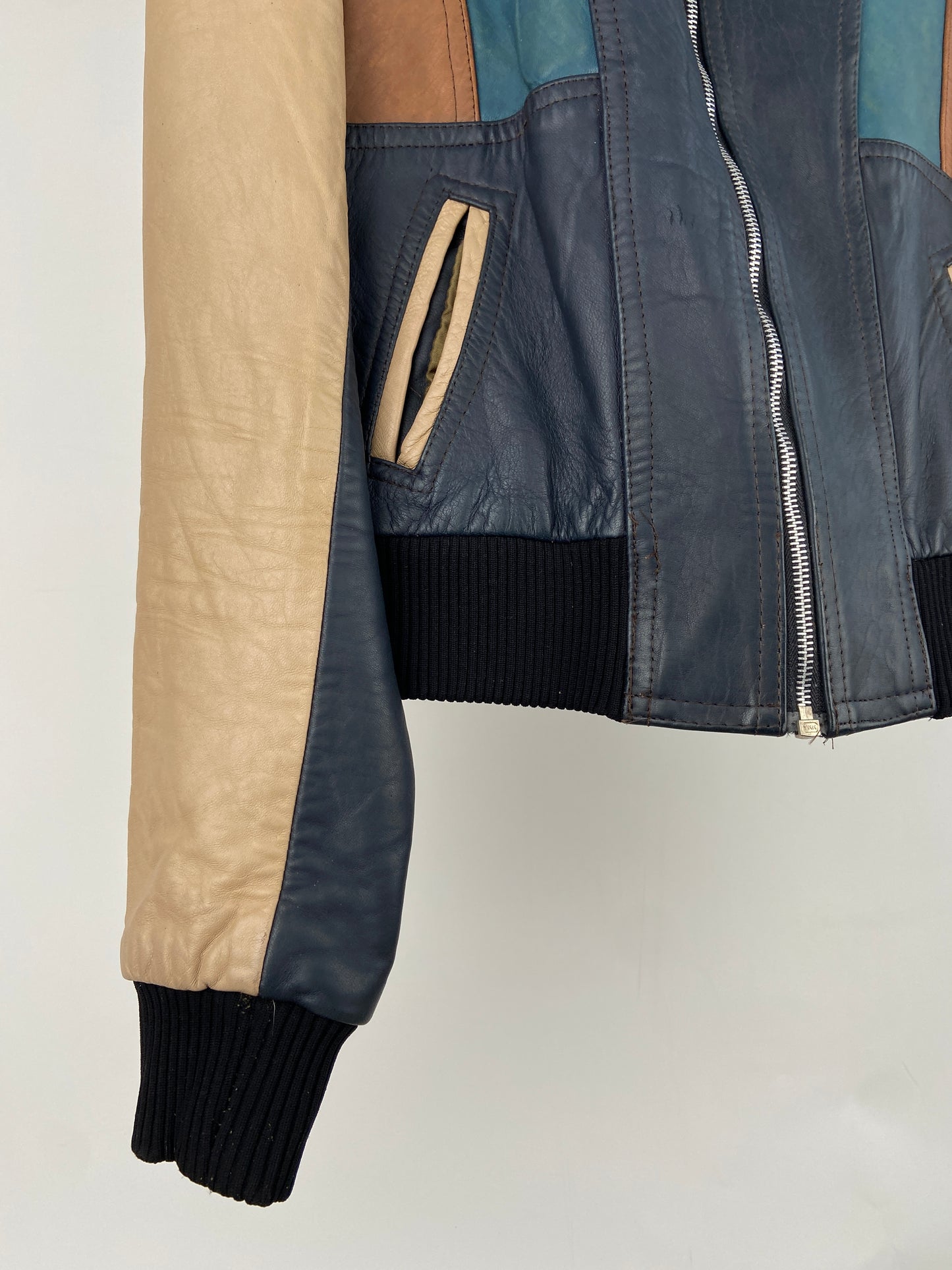 Vintage 70s Leather Contrast Jacket
