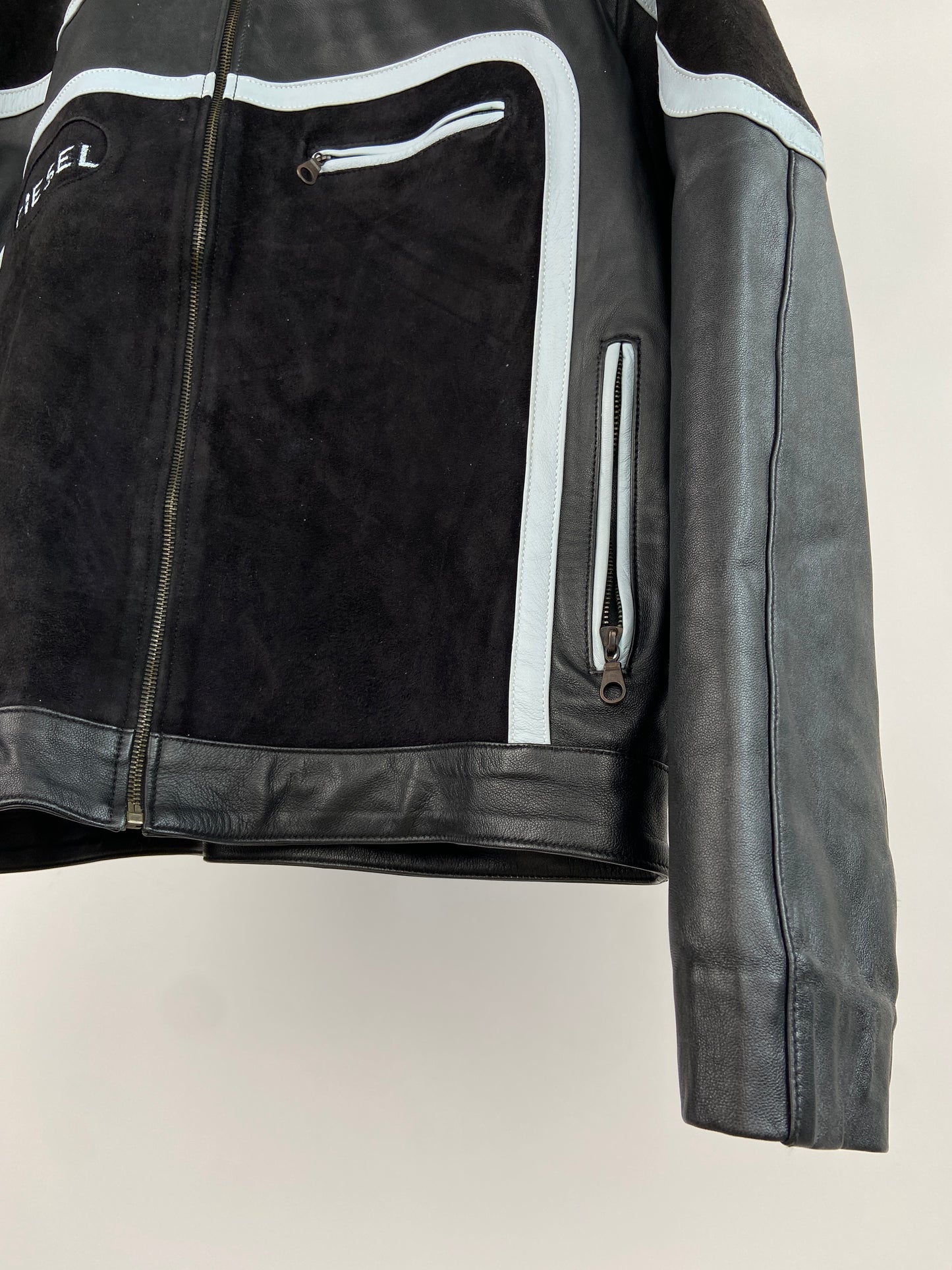 Vintage Diesel Stripe 90s Leather Jacket