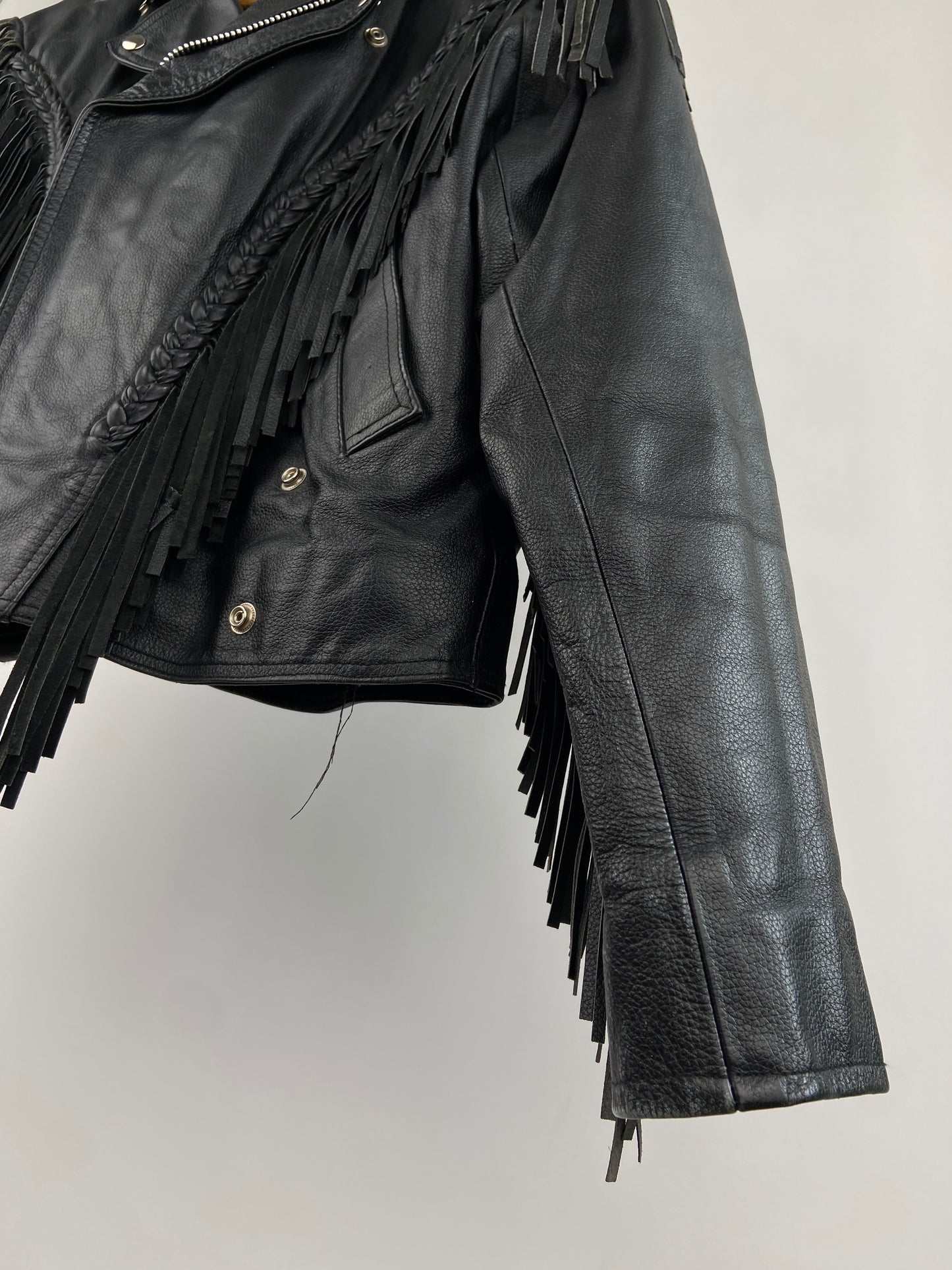 Vintage 70s Leather Tassel Tiger Jacket
