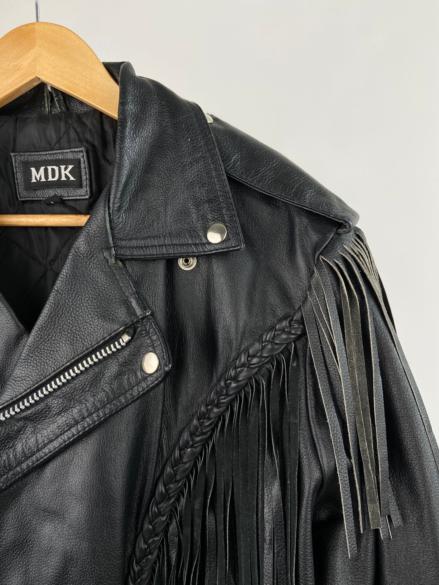 Vintage 70s Leather Tassel Tiger Jacket