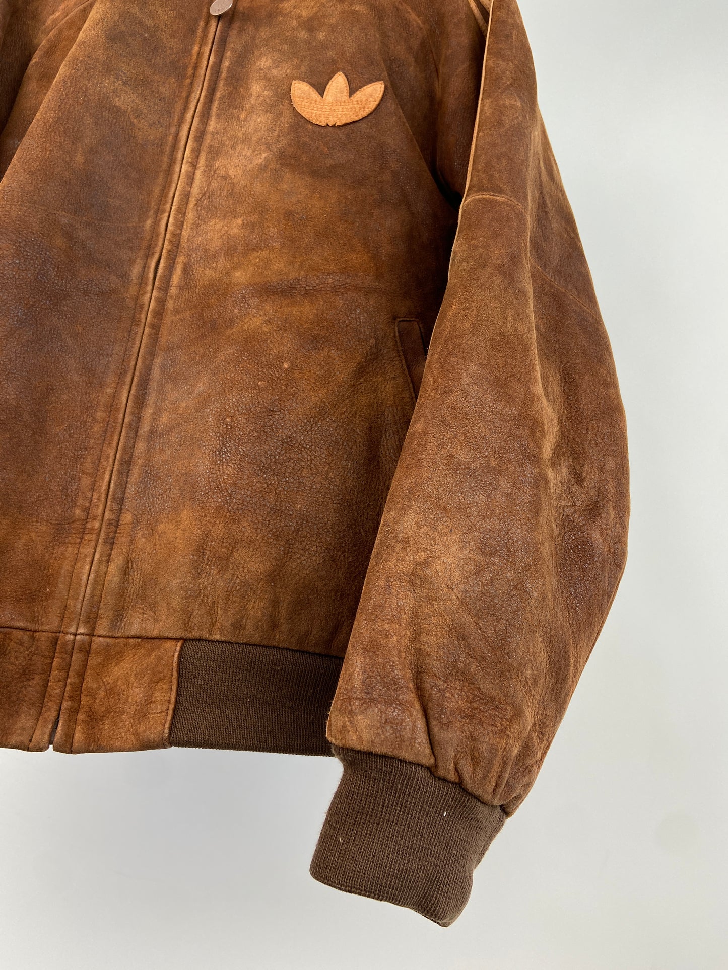 Vintage Adidas 90s Leather Bomber Jacket