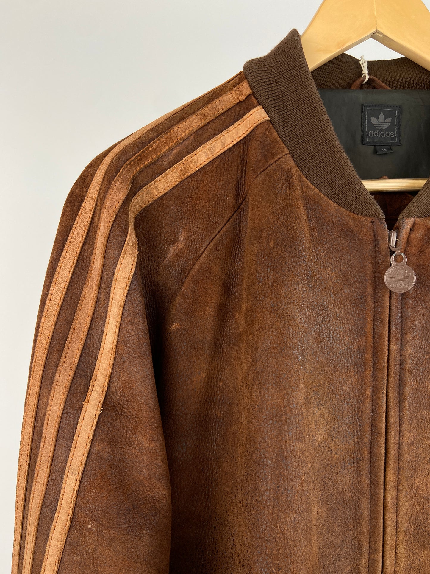 Vintage Adidas 90s Leather Bomber Jacket