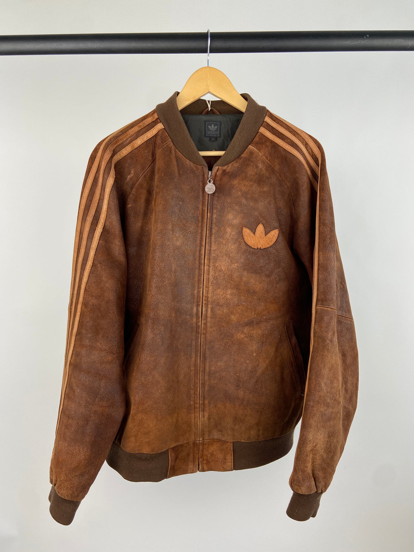 Vintage Adidas 90s Leather Bomber Jacket