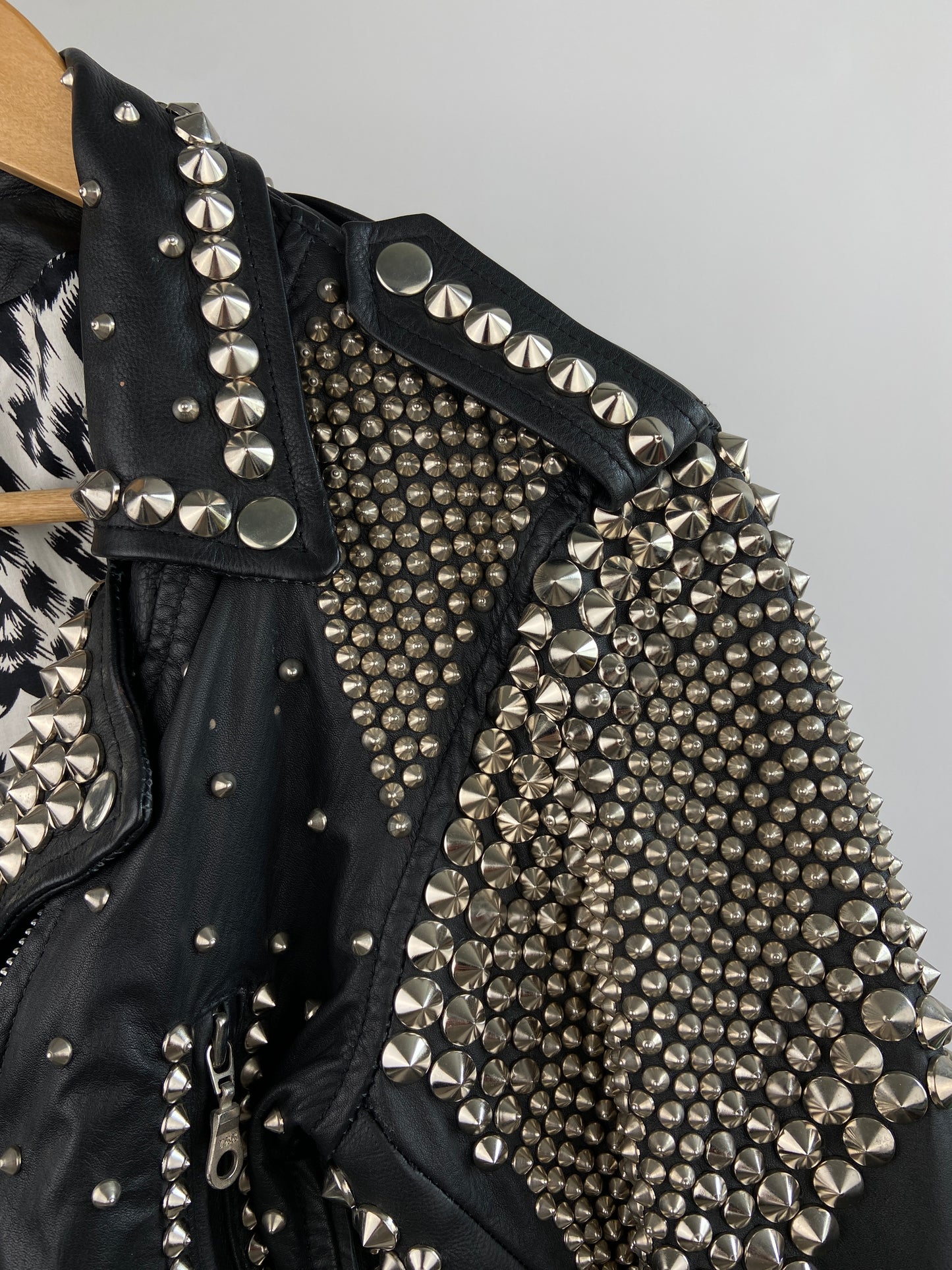 Vintage La Roxx Studded Punk 90s Leather Bomber Jacket