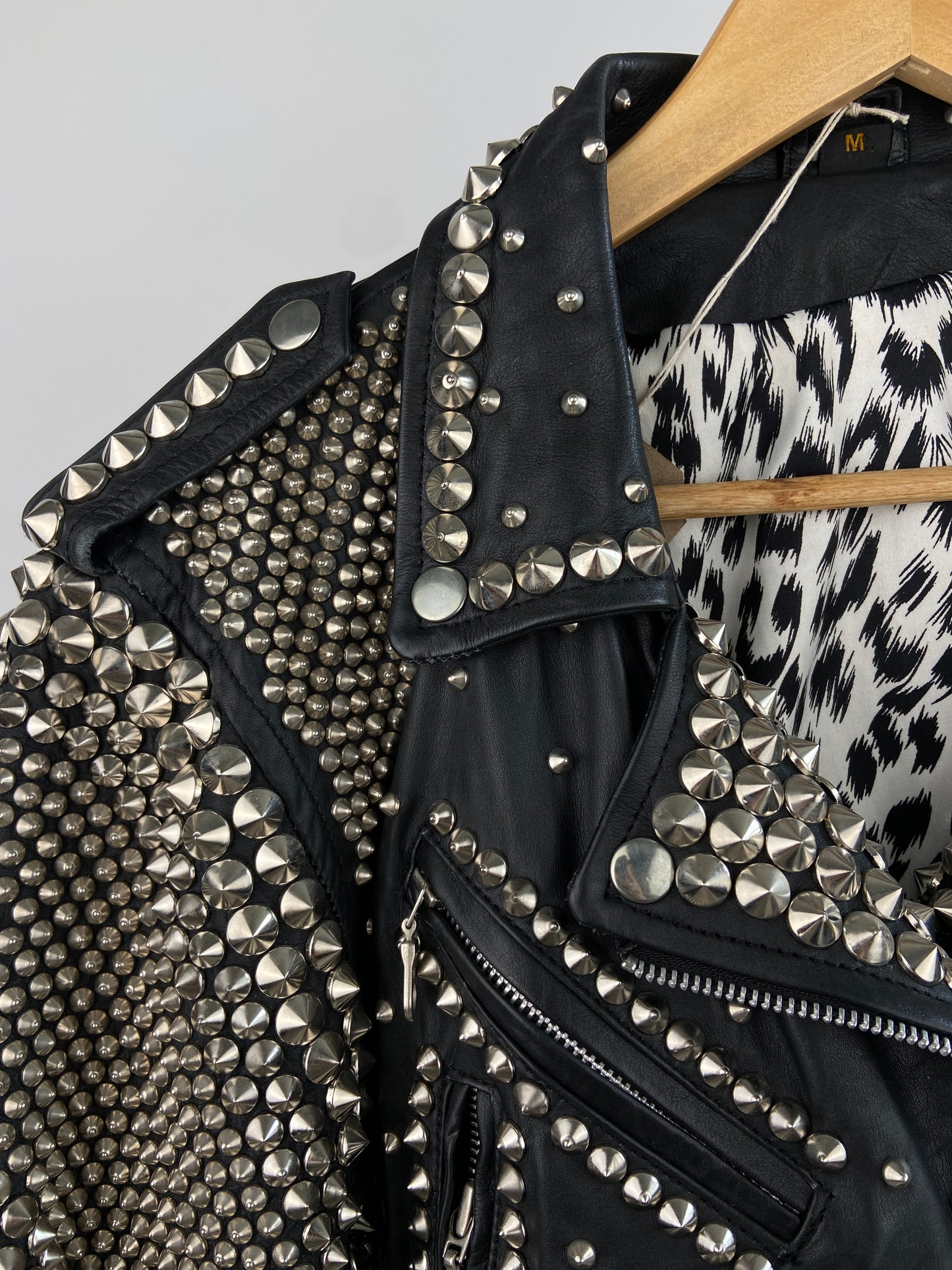 Vintage La Roxx Studded Punk 90s Leather Bomber Jacket