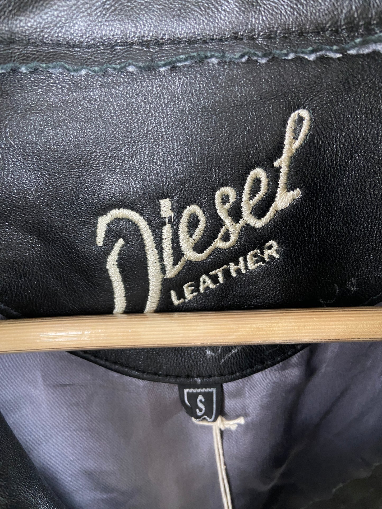Vintage Diesel Stripe 90s Leather Jacket