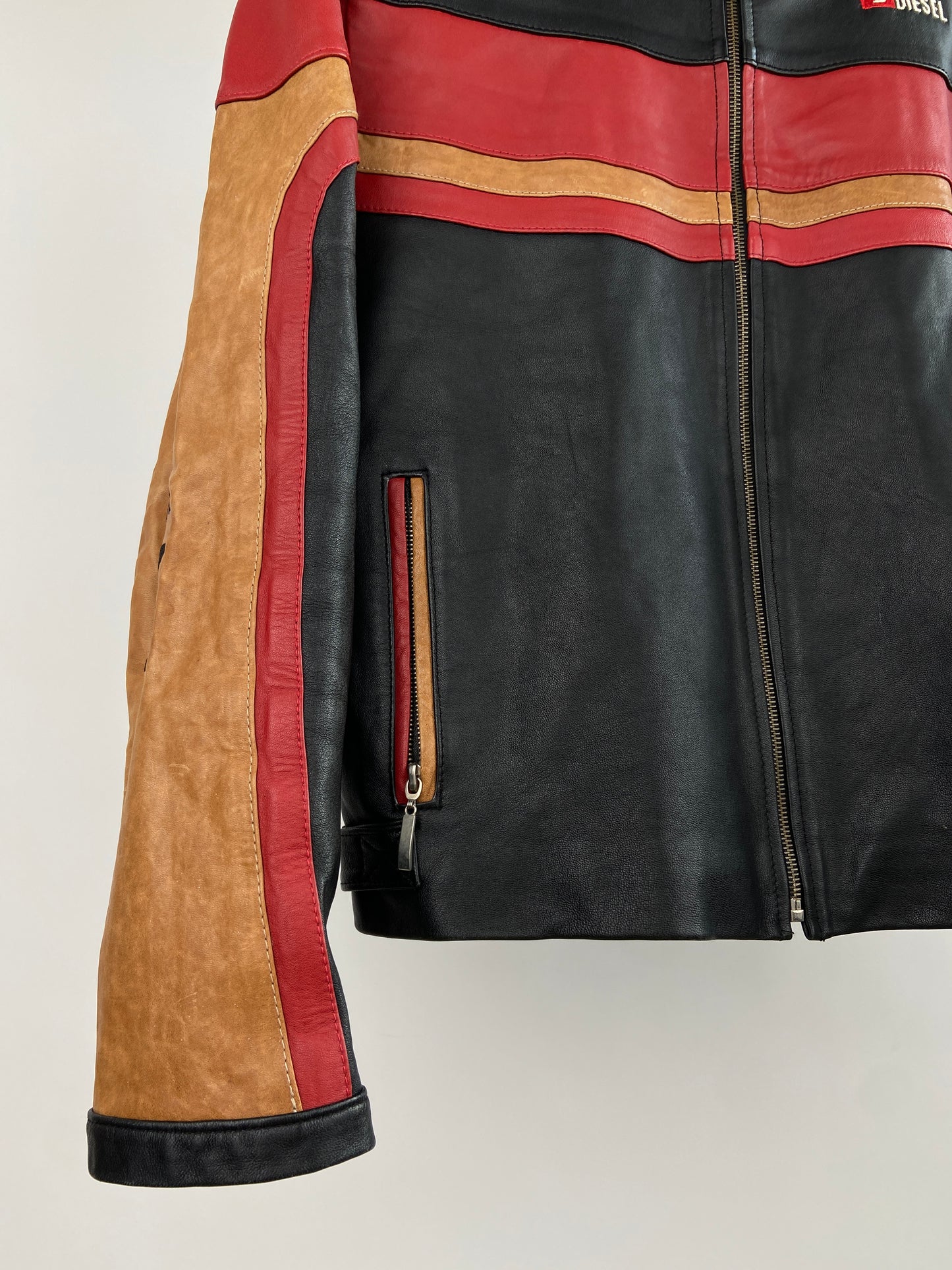 Vintage Diesel Stripe 90s Leather Jacket