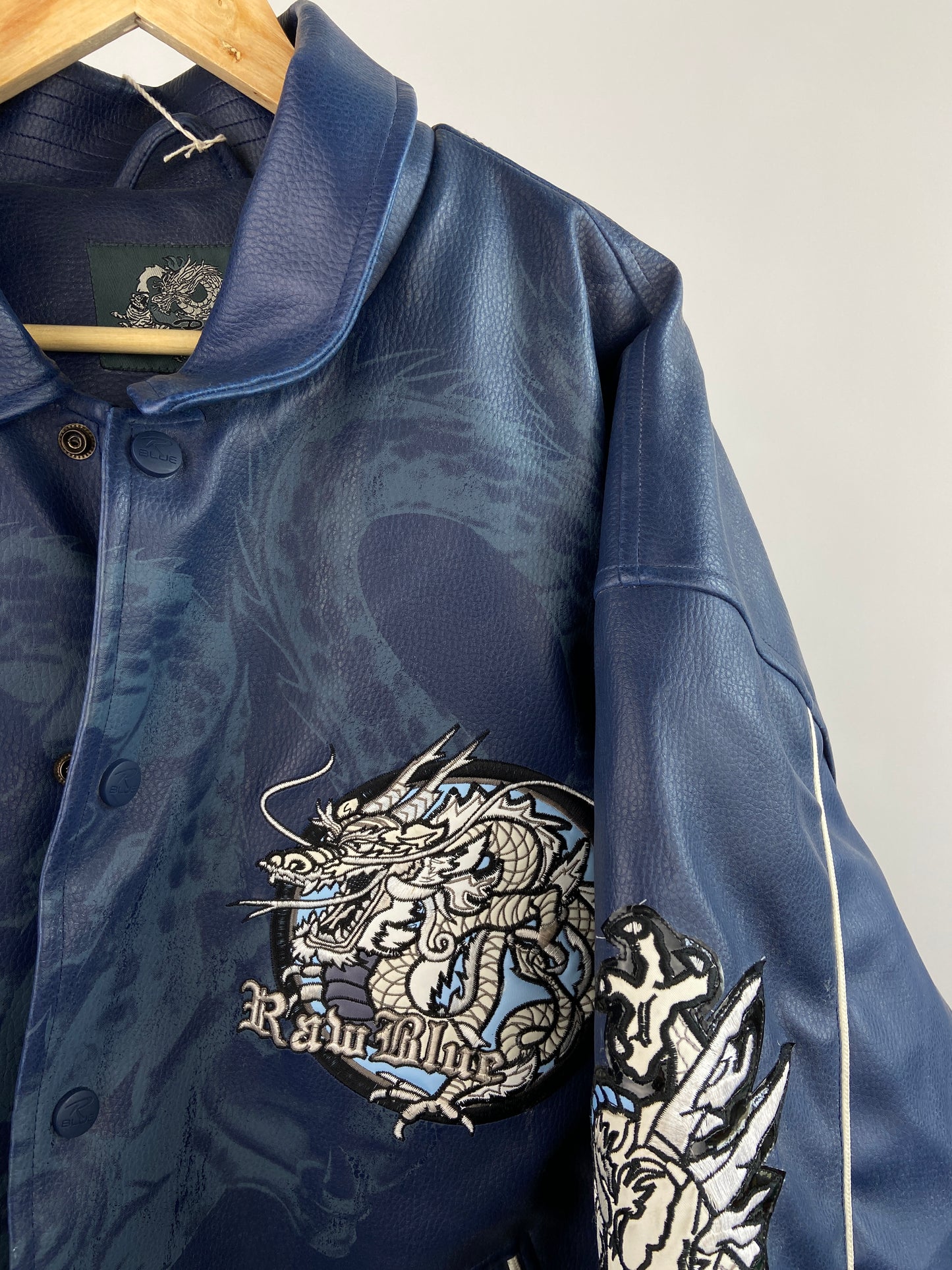 Vintage Raw Blue 90s Leather Jacket
