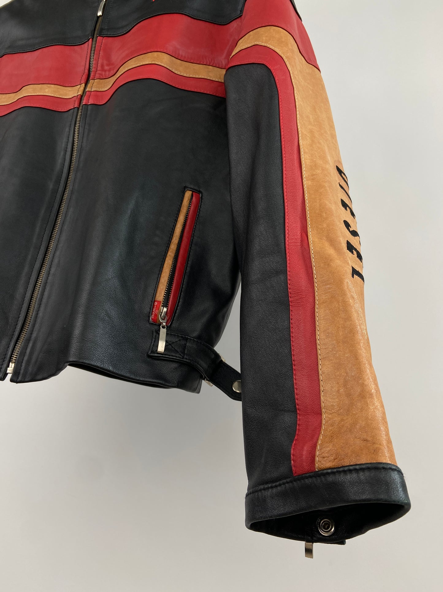Vintage Diesel Stripe 90s Leather Jacket