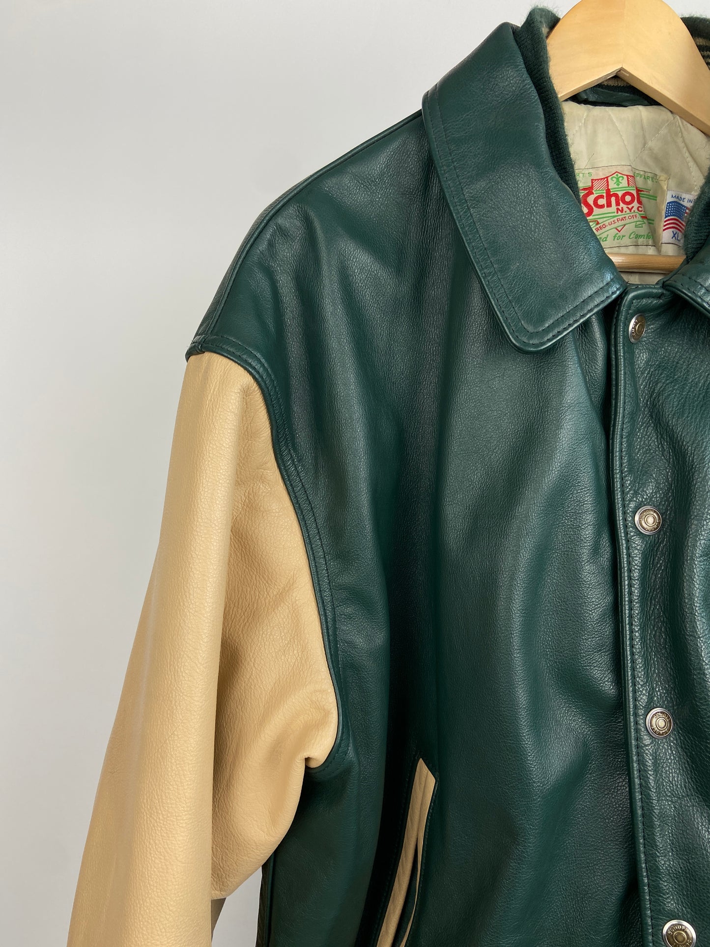 Vintage Schott USA 90s Leather Varsity Jacket