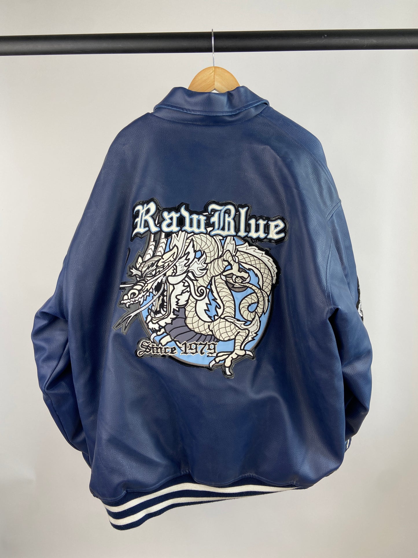 Vintage Raw Blue 90s Leather Jacket