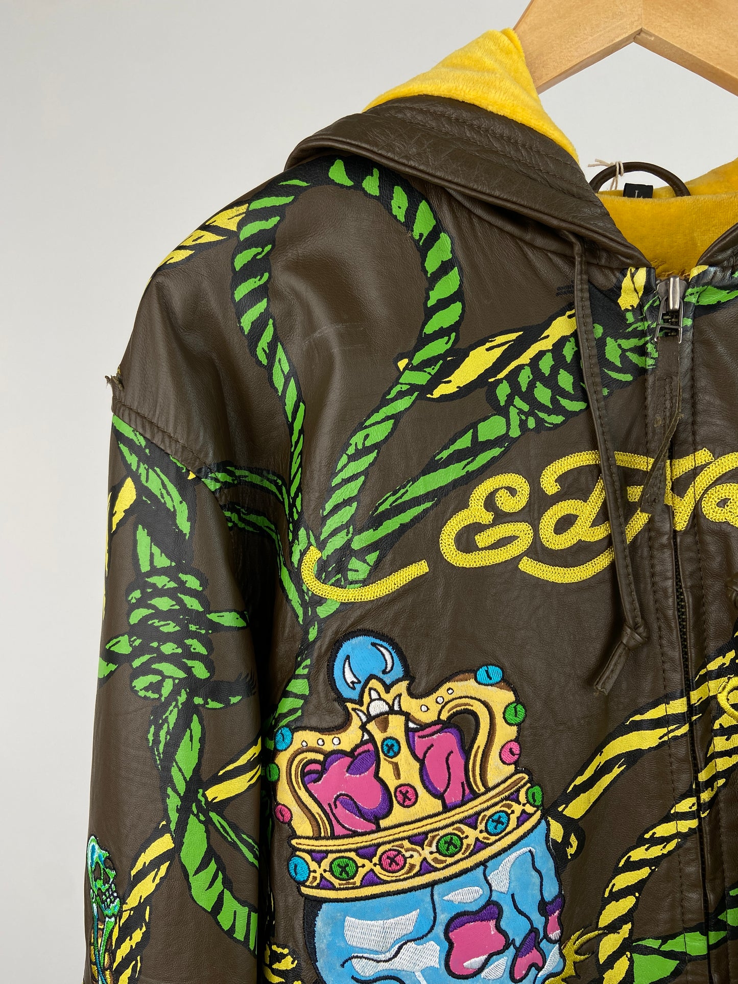 Vintage Ed Hardy 90s Leather Jacket