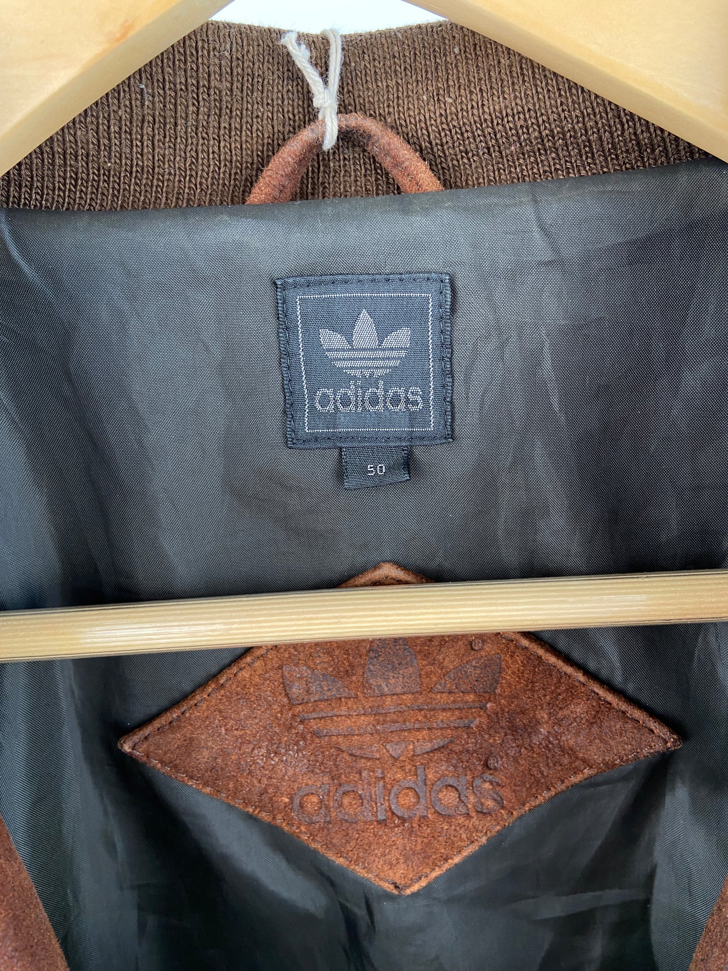 Vintage Adidas 90s Leather Bomber Jacket