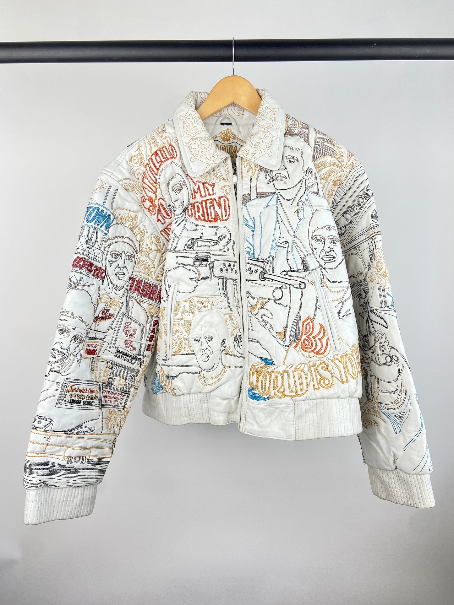 Vintage Scarface 90s Leather Bomber Jacket