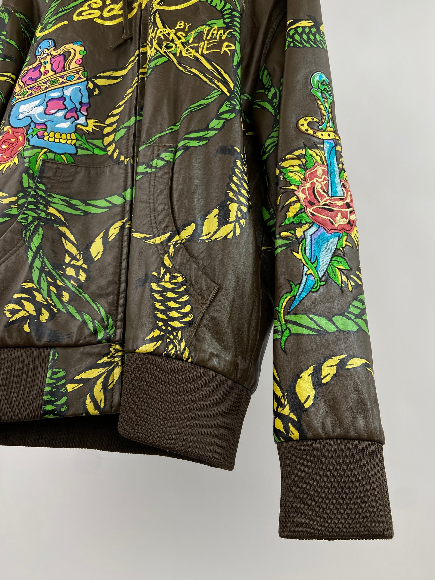 Vintage Ed Hardy 90s Leather Jacket