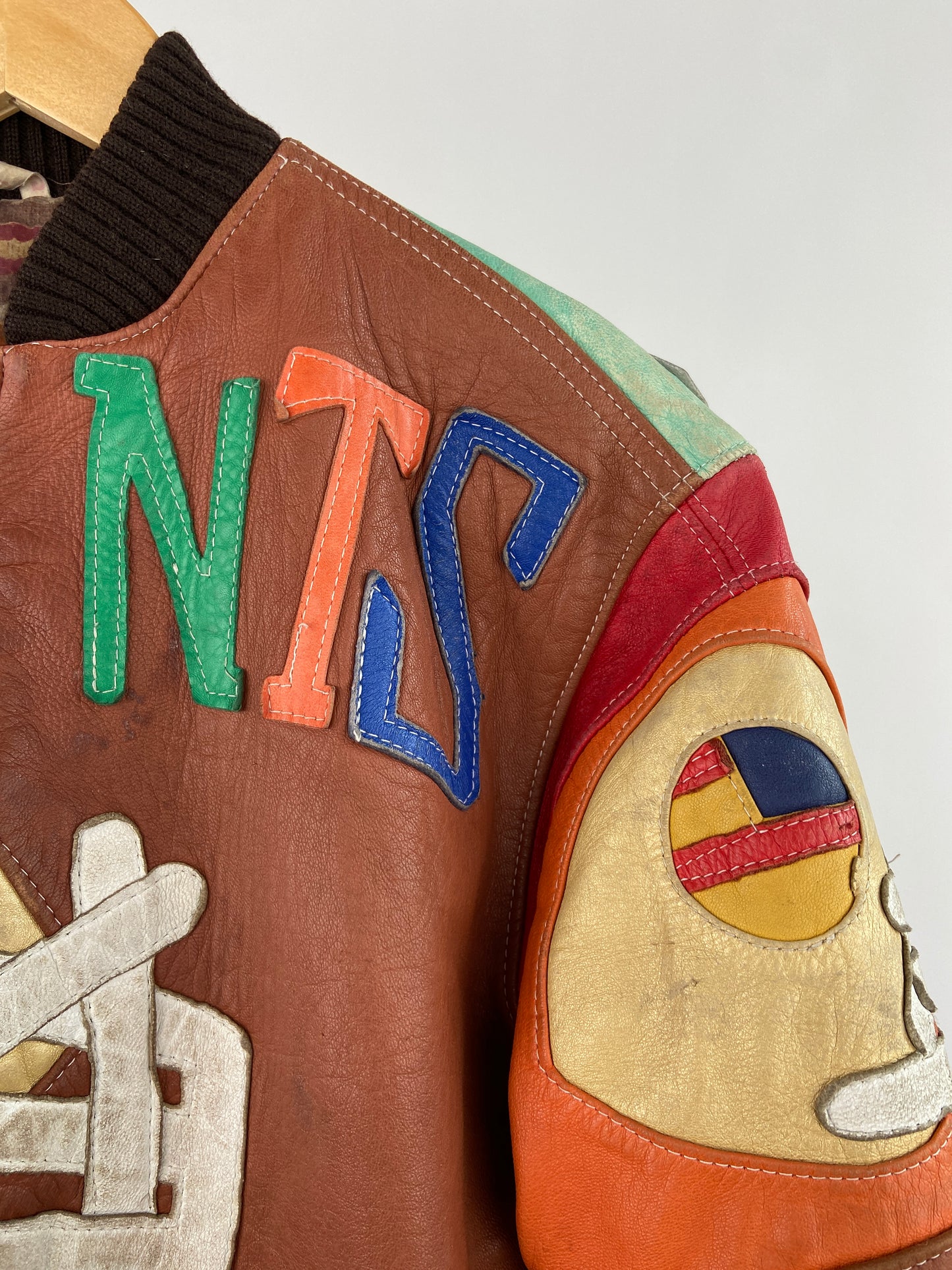 Vintage New York Giants 90s Leather Bomber Jacket