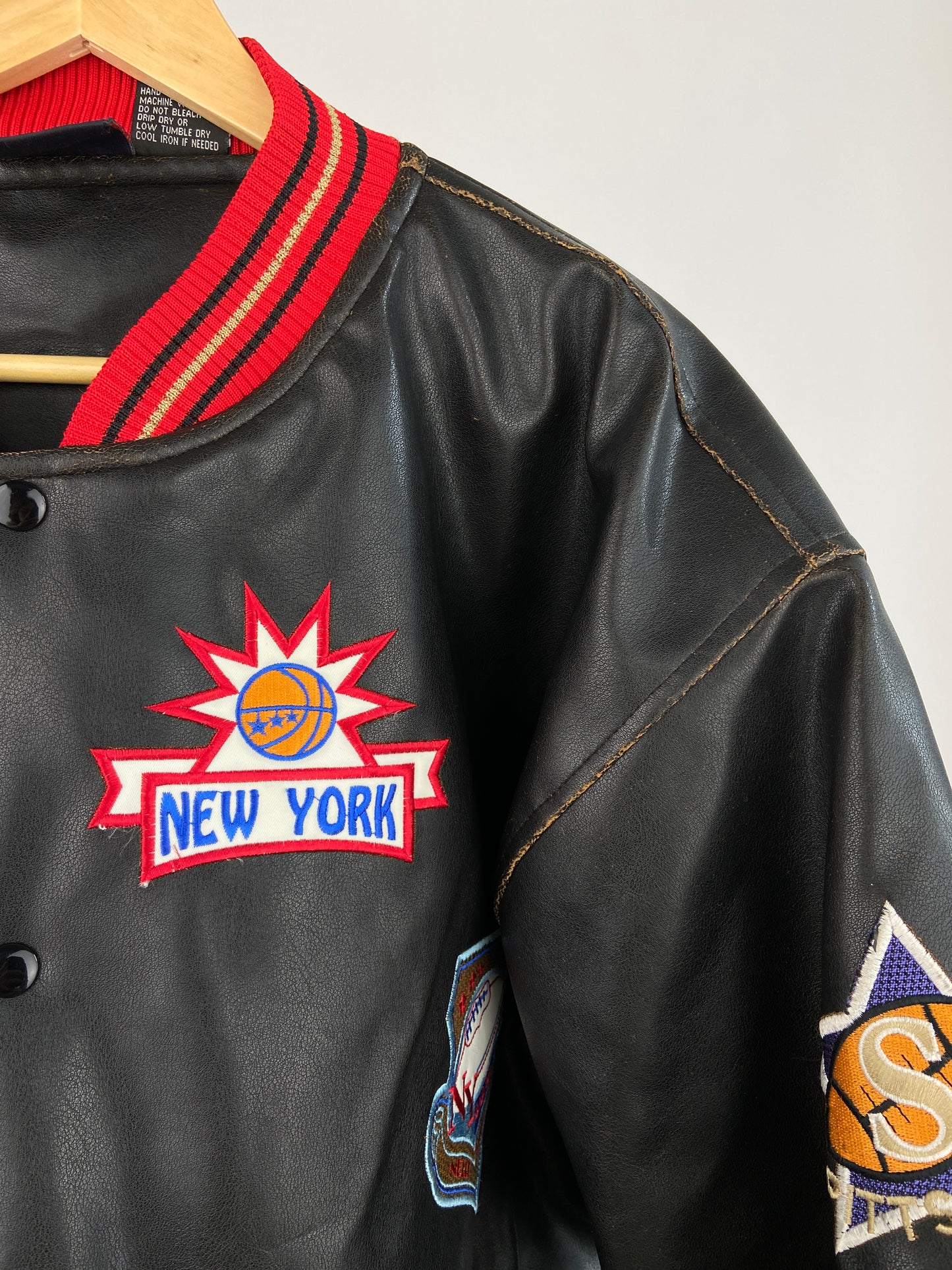 New York Basketball 90s Leather Bomber Jacket