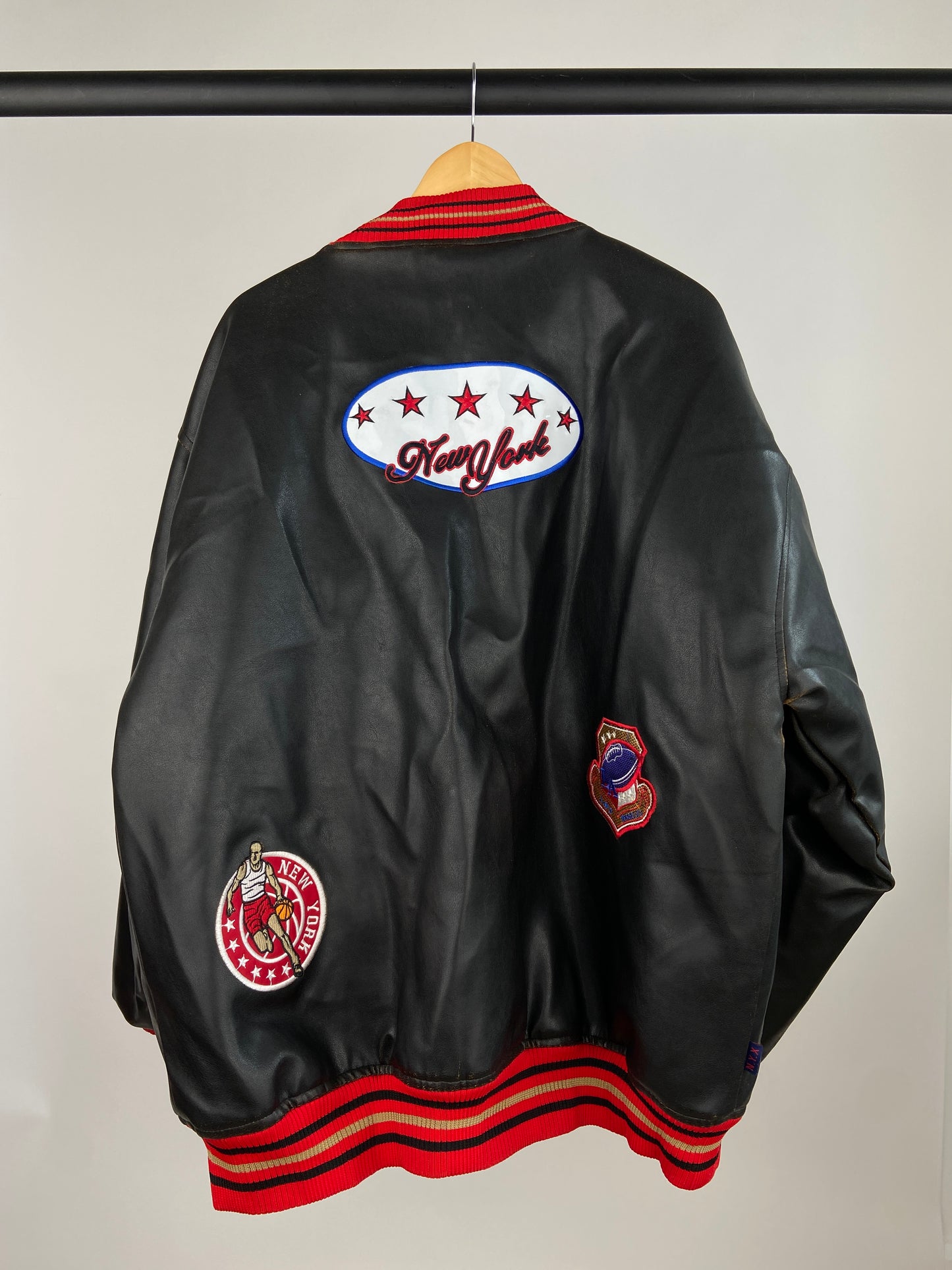 New York Basketball 90s Leather Bomber Jacket