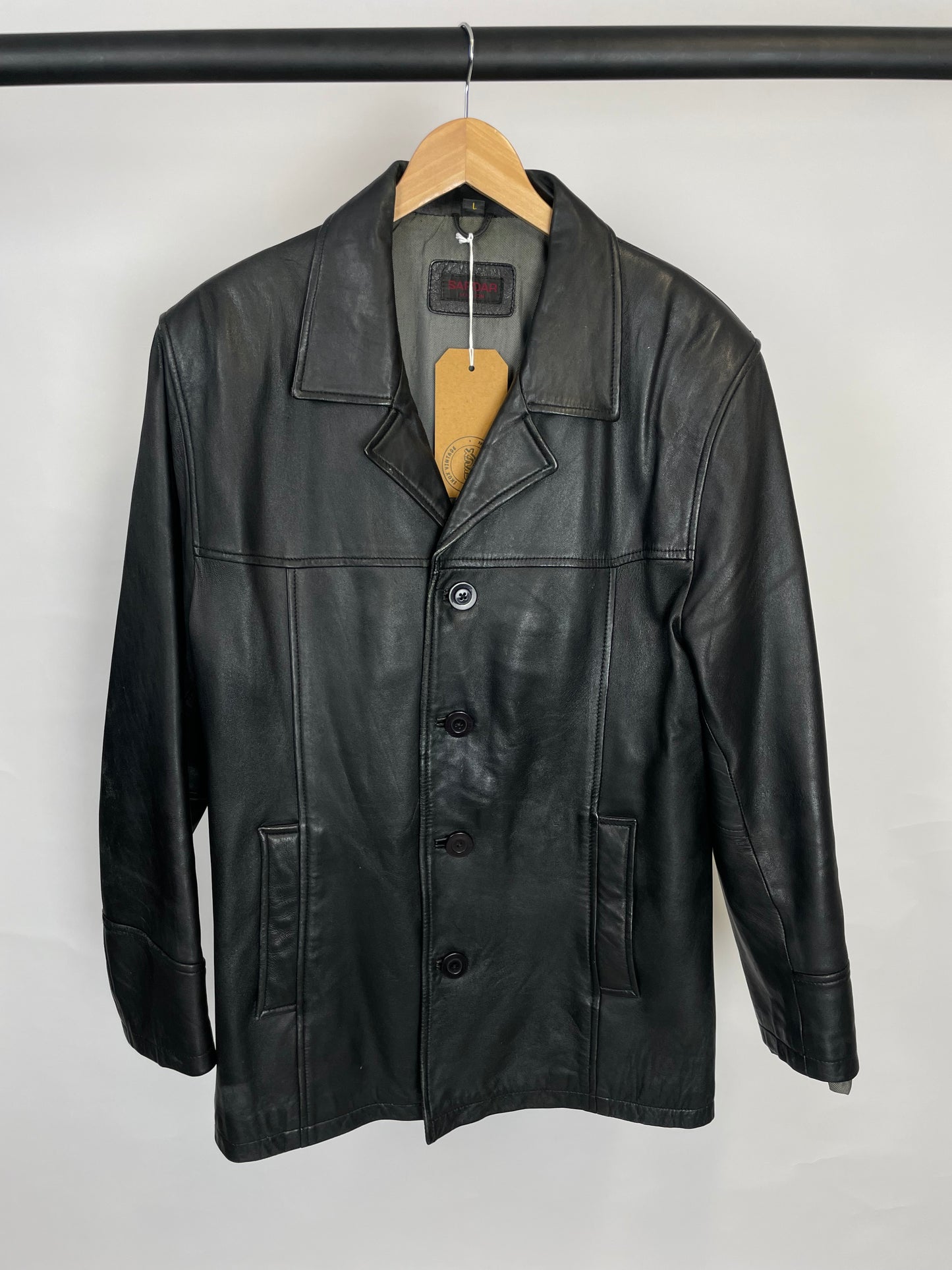 Vintage 90s Sardar London Long Leather Jacket