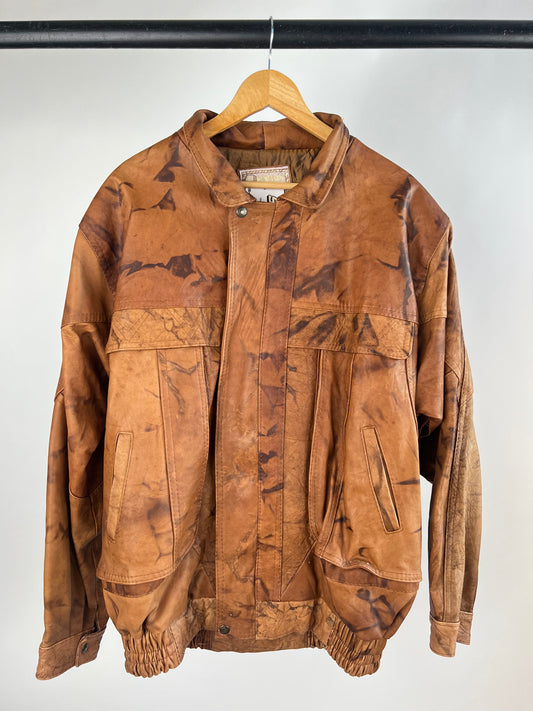 Vintage 90s Brown Washed Leather Jacket
