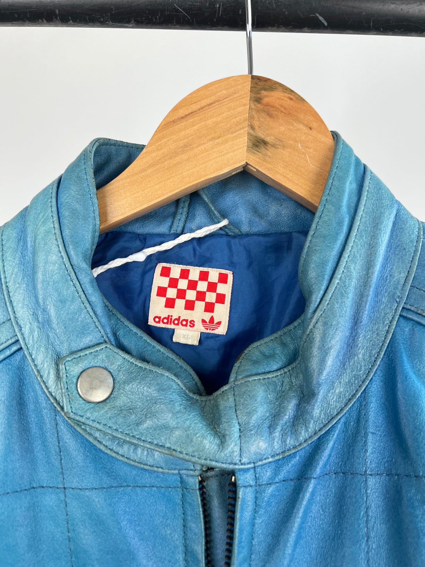 Vintage Adidas 90s Leather Racer Jacket