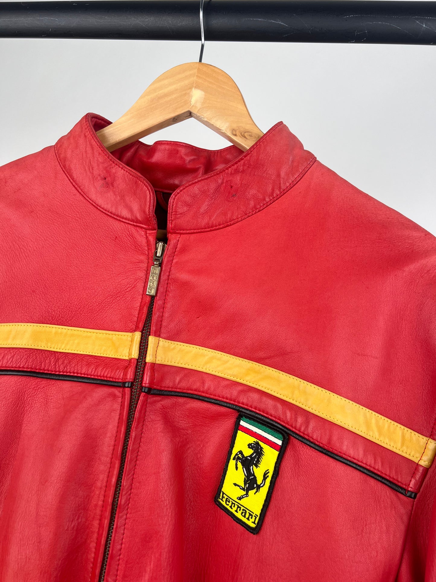 Vintage 90s Ferrari Leather Biker Jacket
