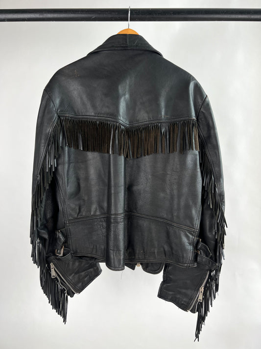 Vintage 90s Leather Tassel Jacket
