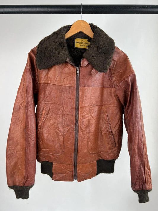 Vintage 80s Original Leather Sheepskin Aviator Jacket