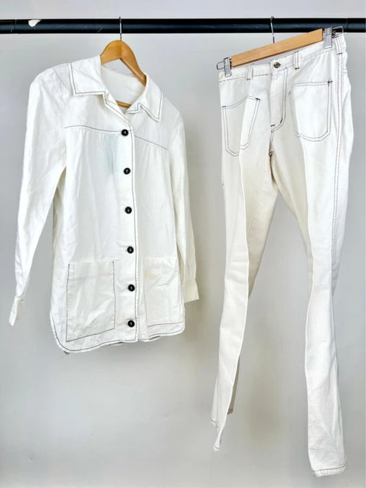 Vintage Contrast Stitch Summer Suit