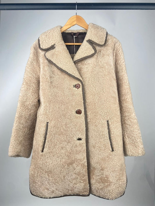 Vintage 80s Heatona Shearling Sheepskin Teddy Coat