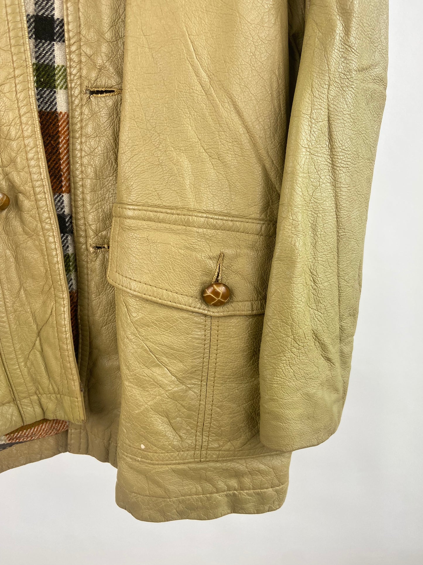 Unique Vintage 70s Long Camel Genuine Leather Jacket