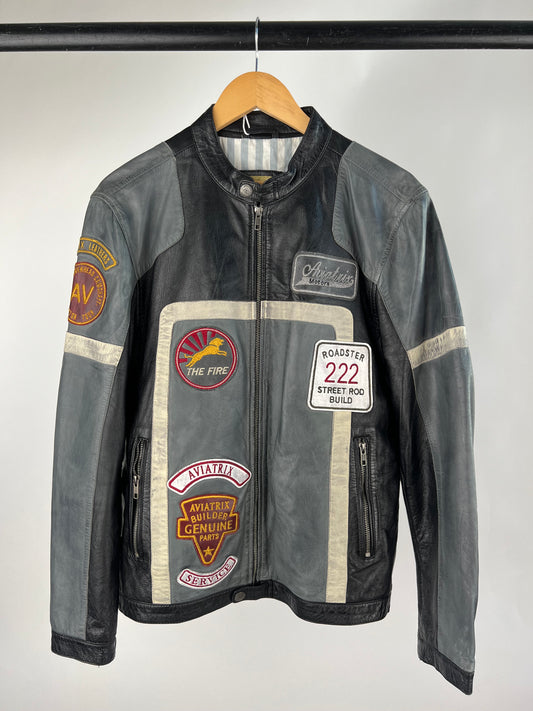 Vintage 90s Aviatrix Leather Motorbike Jacket