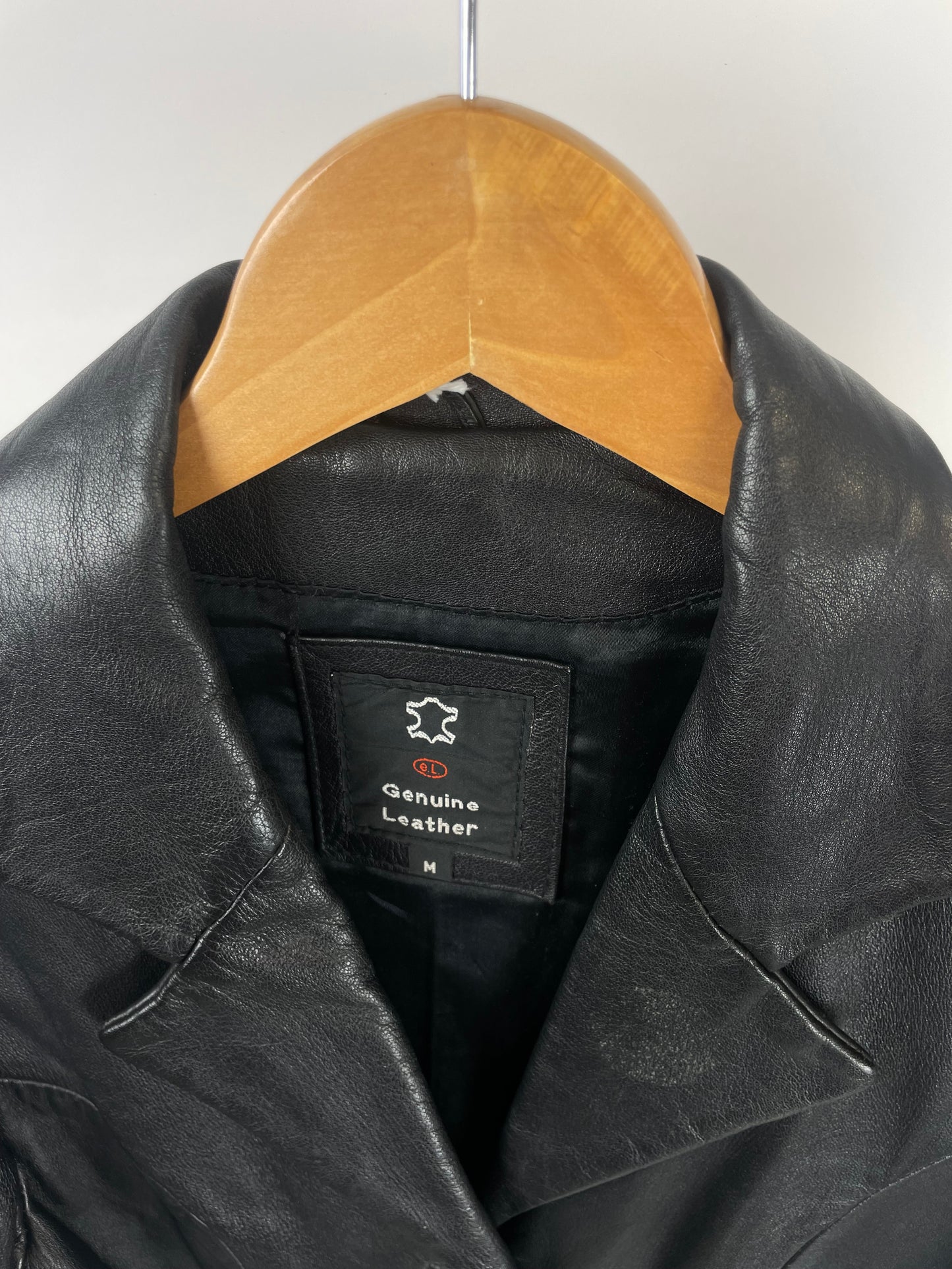 Vintage 90s Long Black Leather Jacket