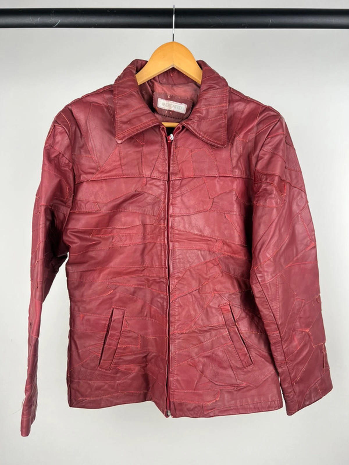 Vintage 90s Patchwork Leather Jacket