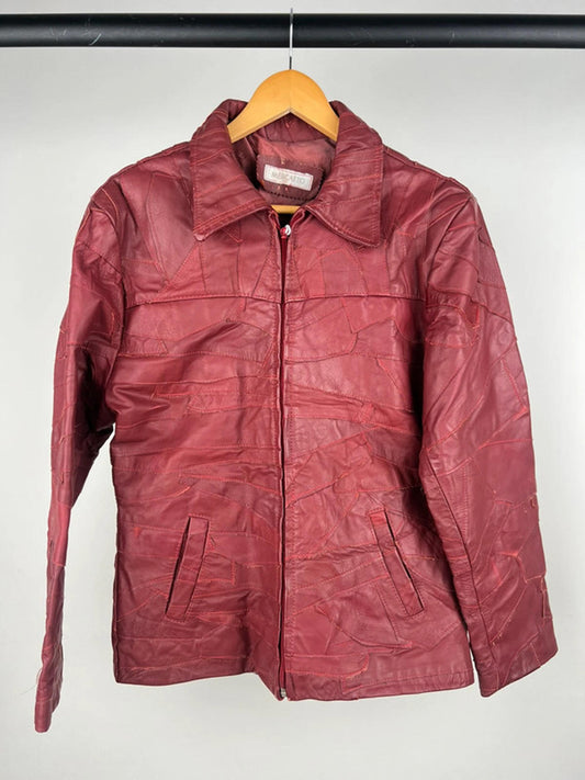 Vintage 90s Patchwork Leather Jacket