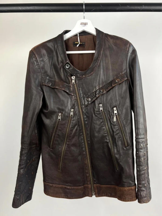 Vintage 90s Diesel Leather Military Biker Jacket